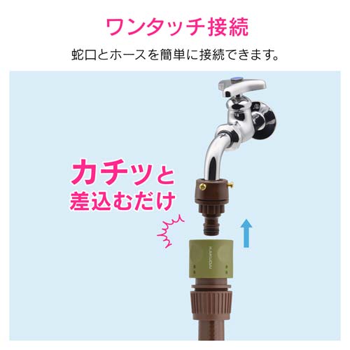 ガオナ 万能口金とホーセンドのセット ワンタッチ接続 (蛇口にホース取付け ジョイント ニップル ビス止め式 ブラウン) GA-QA010