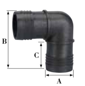 築地 ホースニップル エルボ (PP) 25mm
