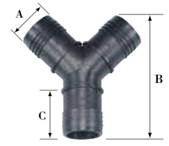 築地 ホースニップル Y型 (PP) 19mm