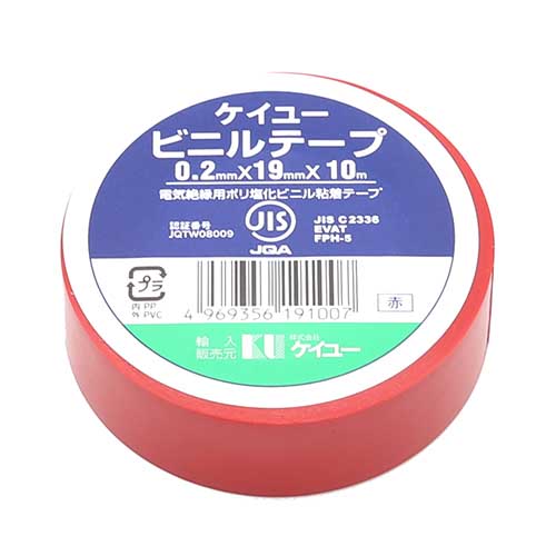兼松 ビニールテープ 19mm×10M 赤 10巻入り IT80
