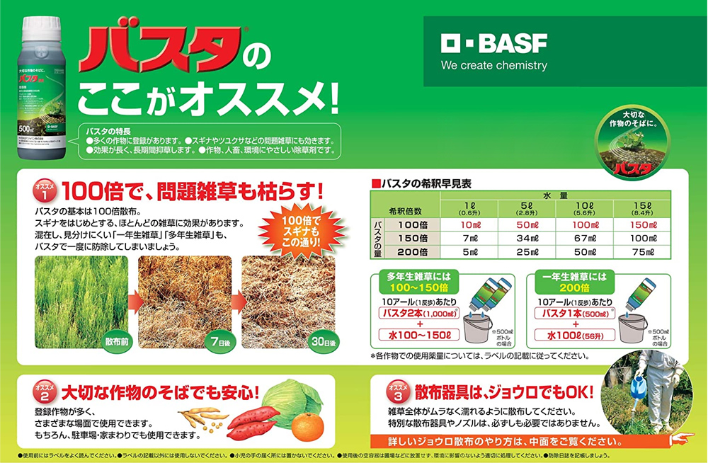 BASFジャパン 茎葉処理除草剤 バスタ液剤 500ml