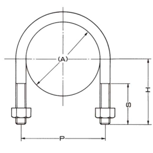 アカギ ステンUボルト W3/8X80A A10617-0112