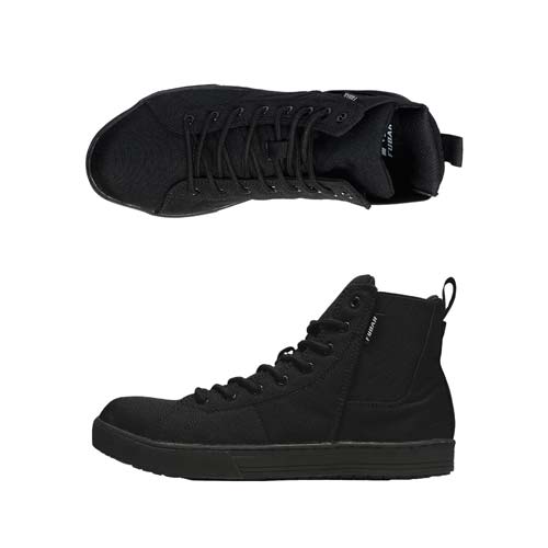 おたふく フーバー ワークシューズ キャンバスハイカット サイドゴア ブラック 24.5 FB-846