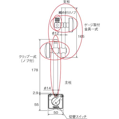 TRUSCO クリップ一式ノブ付 TMP-80用 TMP-CL