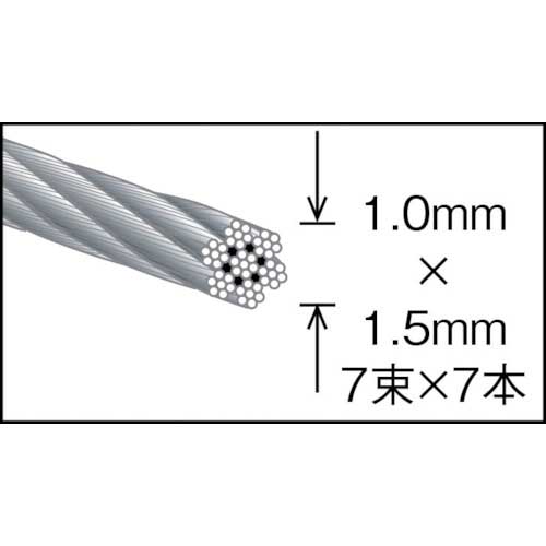 TRUSCO ステンレスワイヤロープ ナイロン被覆 Φ1.0(1.5)mm×50 CWC-1S50 1本 TRUSCO ステンレスワイヤロープ ナイロン被覆 Φ1.0(1.5)mm×30 CWC-1S30 1本