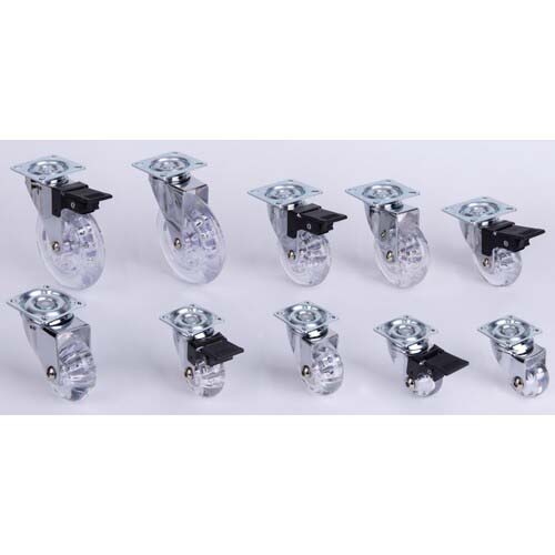 SAMSONG デザインクリアキャスター「Emma」 プレート 自在 100mm EMMA-P-100