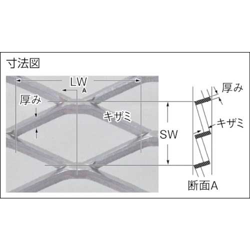 OKUTANI アルミエキスパンドメタル X-63 板厚4.0mm 1000×1000 EX-AL-X63-T4.0-1000X1000