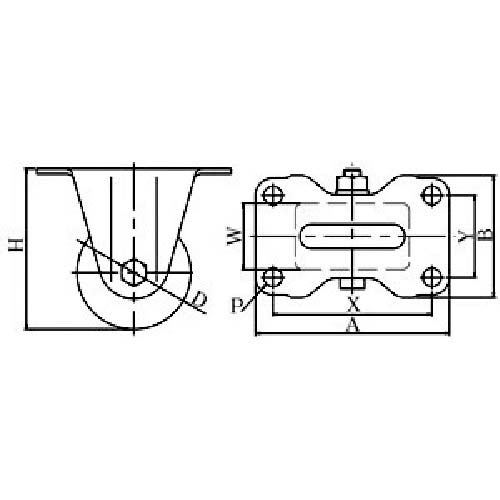 ユーエイ プレート式 自在 低床キャスター 強化ナイロン 車輪径75mm Hタイプ HG型 取付寸法71×71 HG-75GNB