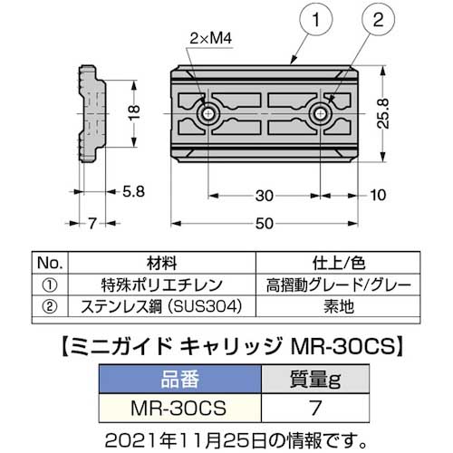SUGATSUNE (190111489)MR-30CSミニガイドキャリッジ MR-30CS