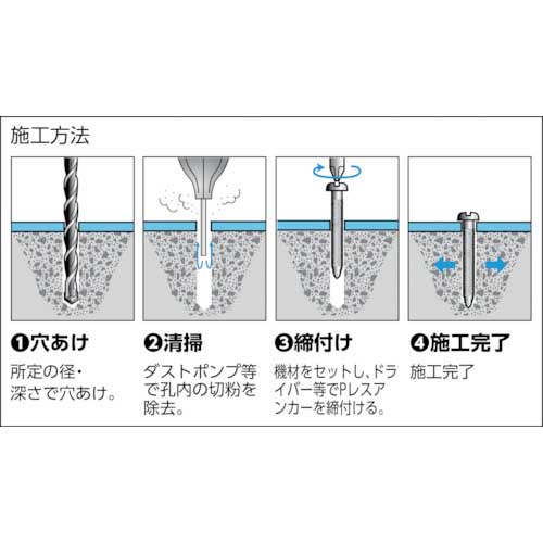 TRUSCO Pレスアンカー 座なべ頭 スチール 4X25 42本入 (コンクリート・ブロック・木材用/ねじ固定式 ) PWV-425BT