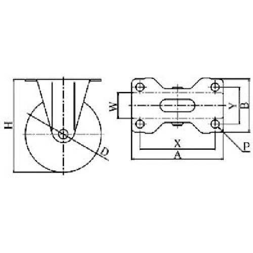 ユーエイ プレート式 固定 キャスター ナイロン 車輪径65mm Sタイプ SR型 取付寸法55×28 SR-65N