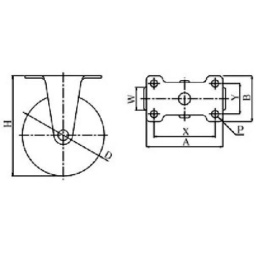 ユーエイ プレート式 固定 ステンレスキャスター ウレタン 車輪径50mm Eタイプ SUS-ER型 取付寸法56×28 SUS-ER-50UR