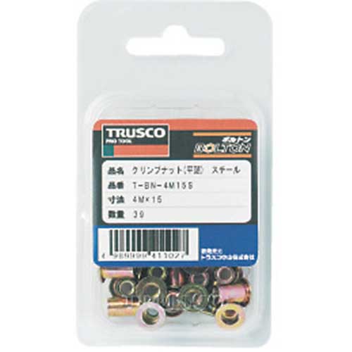 TRUSCO クリンプナット平頭スチール 板厚2.5 M6X1.0 (26個入) T-BN-6M25S