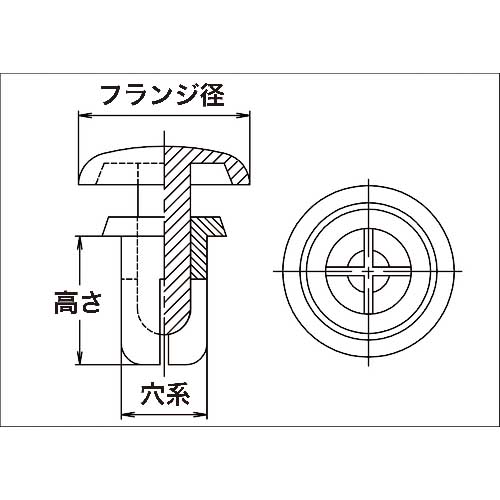 TRUSCO プッシュリベット 板厚4.5〜5.5mm 穴径5.1Φ 長さ7.5 白 50個入 TPR5075-W