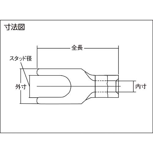 ニチフ 裸圧着端子 Y形(100P)より線0.25〜1.65 外寸5.6 1.25Y-3.5K