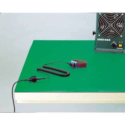 白光 静電気対策マット 制電マット(テーブル用) 499-5 ライトグリーン 幅1000mm×長さ10m×厚さ2mm