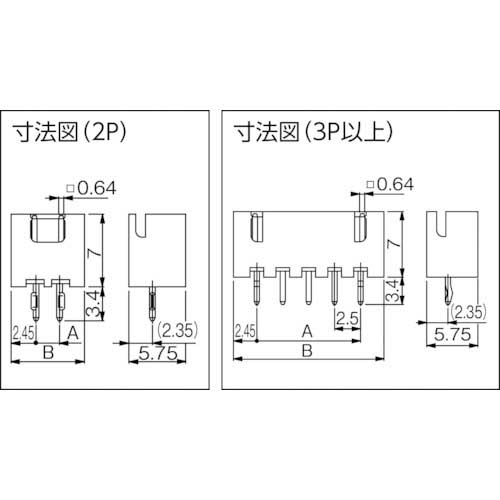 JST XHコネクタ用ベースピン トップ型 (100個入) B4B-XH-A
