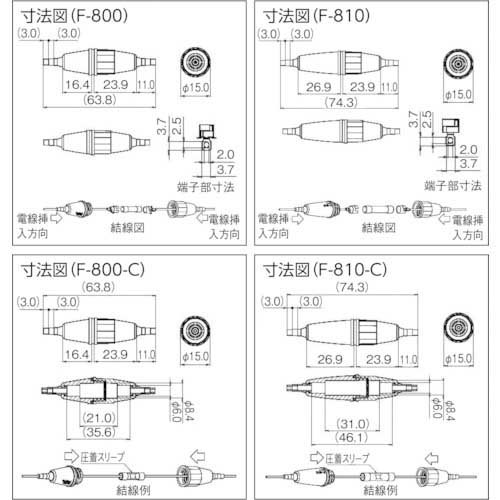サトーパーツ 多目的防水カプセル 防塵・防水(IP66) ケース内全長46.1 F-810-C