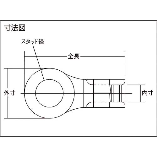 ニチフ 耐熱端子 (R形)(100P)外寸8mmスタッド径4.3mm N 1.25-4