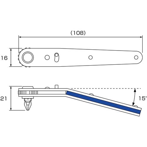 アネックス オフセット式ラチェットドライバー ベントダウンヘッド型 刃先:+2×-6 全長108mm 436