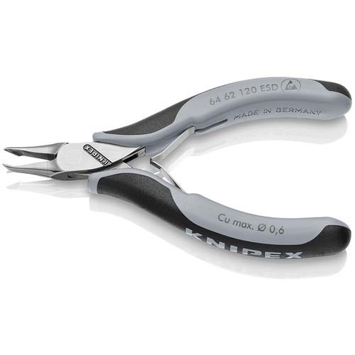 KNIPEX エレクトロニクスエンドカッティングニッパー オブリケ(65°傾斜) ESDハンドル(静電気防止) 6462-120ESD