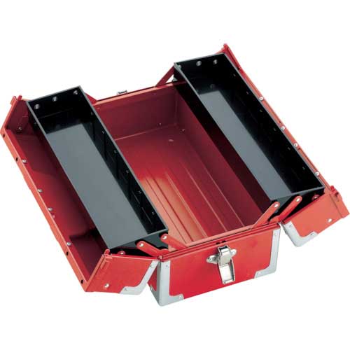 TONE スチール製工具箱 ツールケース(メタル) V形2段式 シルバー 外形寸法195mm BX322SV