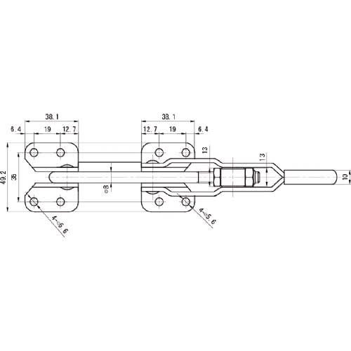 スーパー 引き止め専用型トグルクランプ ベースタイプ:フランジ 最大支持力:1.7kN 調整量:40〜50mm TLA250F
