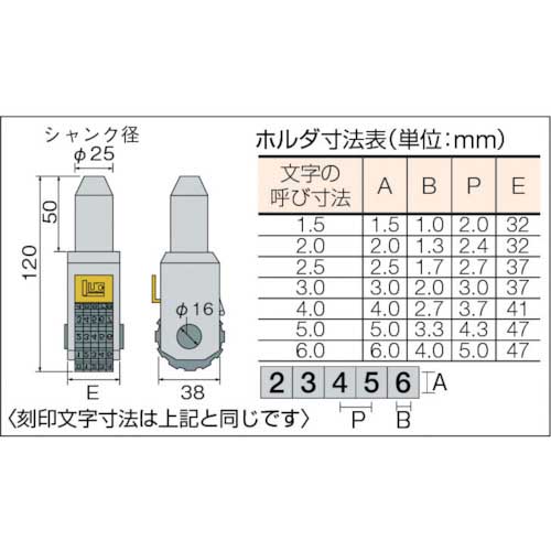 【廃番】浦谷 手動式ナンバリング刻印2.0mm 5桁 UC-20NBK