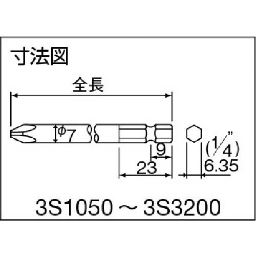 ナック ドライバービット シングル 差込6.35xNo.2x100L 3S2100