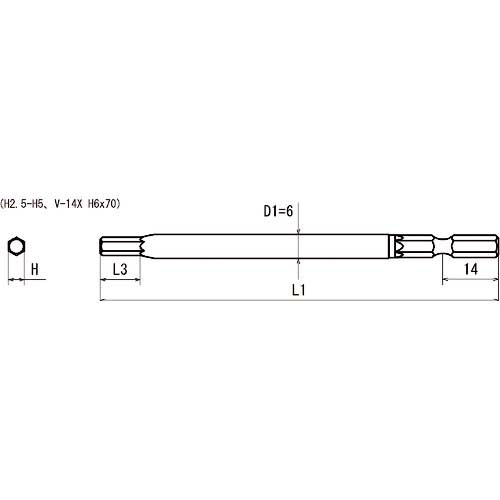 近江 六角5 溝14差込 ヘキサゴンビット H3 全長100 V14XH3-100