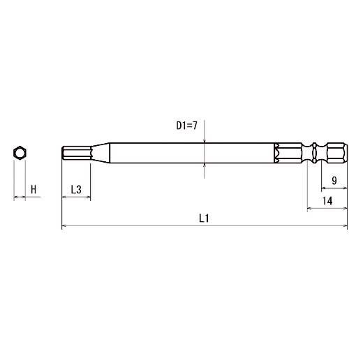 近江 六角6.35 溝9、13兼用差込 ヘキサゴンビット H3 全長100 V32XH3-100