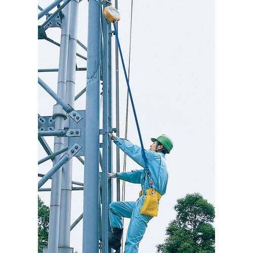 藤井電工 ツヨロン ベルト巻取式墜落防止器具 ベルブロック ショックアブソーバなし 15m 台付・引寄ロープ付 BB-150-SN