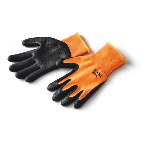 【廃番】TRUSCO 液晶対応すべり止め付ニトリル手袋 オレンジ S TNG-OS