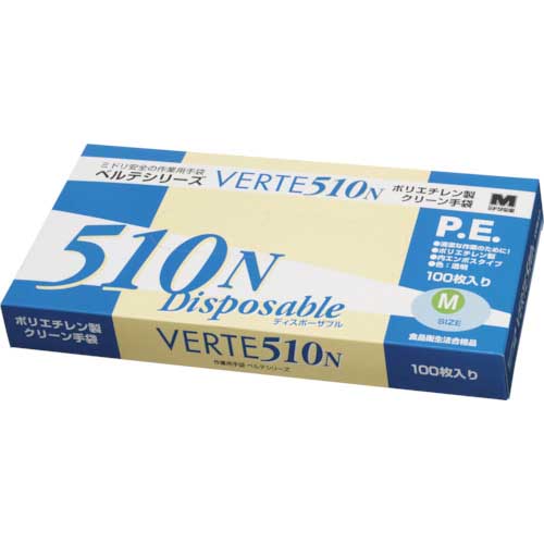 ミドリ安全 ポリエチレン製ディスポ手袋 Mサイズ (100枚入) VERTE-510N 