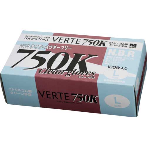 ミドリ安全 【一時受注停止】 ニトリル使い捨て手袋 粉なし 青 L (100