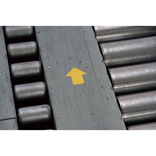 緑十字 路面表示ステッカー 矢印型 黄 QCA-Y 76×70mm 10枚組 PVC 403042