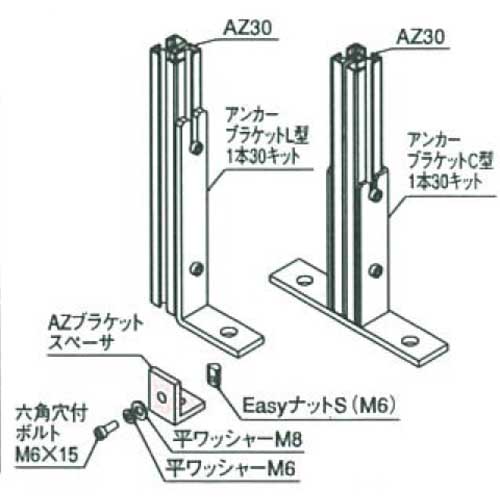 TRUSCO アルミ安全フェンス用アンカーブラケットL型 2本用 AFKL2