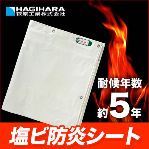 萩原 国産塩ビ防炎シート 足場用 ホワイト 1.8m×5.1m KEB1851