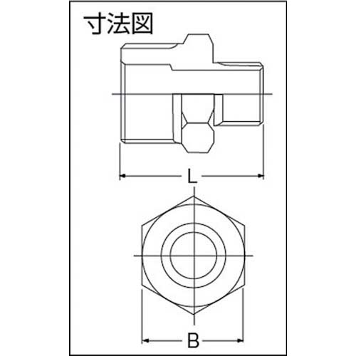 フジトク 径違い6角ニップル 異形 15A×10A 炭素鋼 6N-PT-15AX10A