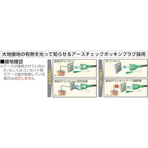 NICHIDO 電工ドラム アースチェックリール 漏電保護専用ブレーカ付 30m