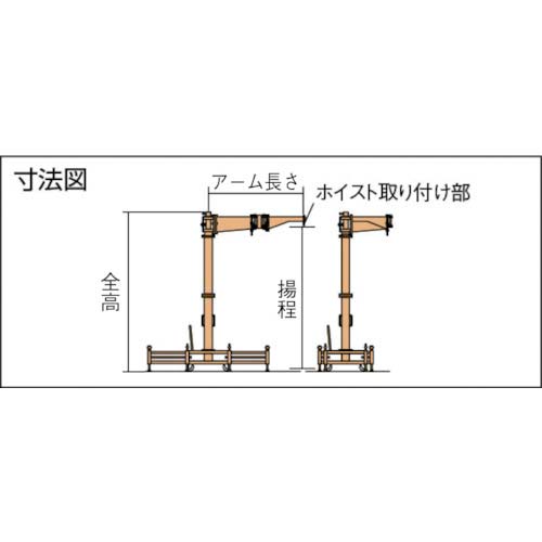 スーパー 二速型電動チェーンブロック付ジブクレーン 移動式 αSBタイプ 定格荷重0.1t アーム長さ2m JBCT1020C