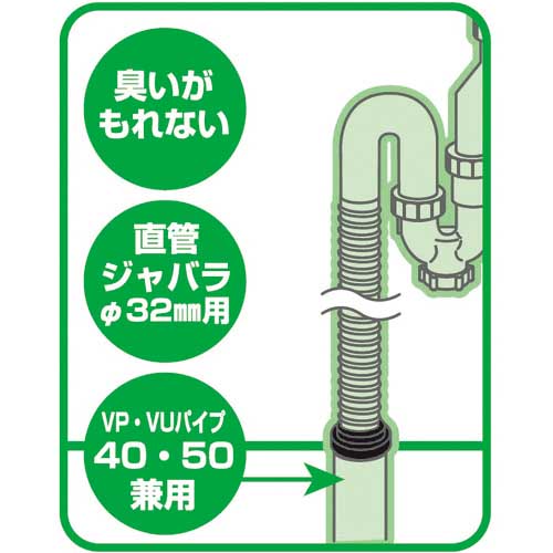 SANEI 防臭キャップ VP・VU40・50兼用 直管・ジャバラホース32用 PH72-840