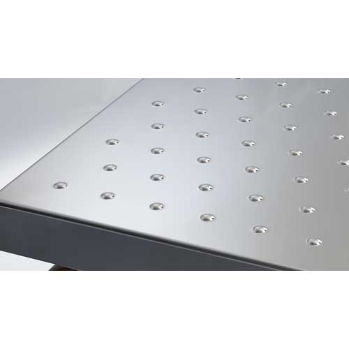 TRUSCO オールステンレス製運搬車 オールステンレスエンボス天板台車 (固定ハンドルタイプ・ナイロンウレタン車輪) 900×600×850 ストッパー付 AS-EM2-100NU-S