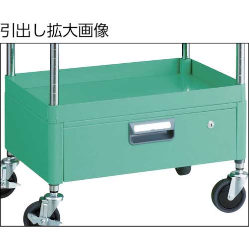 TRUSCO ツールワゴン フェニックスワゴン 省音 750X500 1段引出 天板付 ヤンググリーン PEW-772VT-YG
