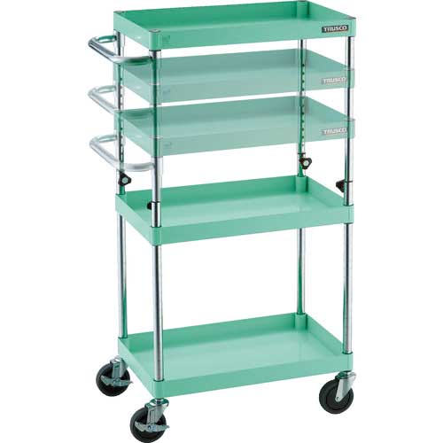 ＴＲＵＳＣＯ　ツールワゴン　フェニックスワゴン　省音　１２００Ｘ６００ＸＨ１３００　傾斜付　ヤンググリーン