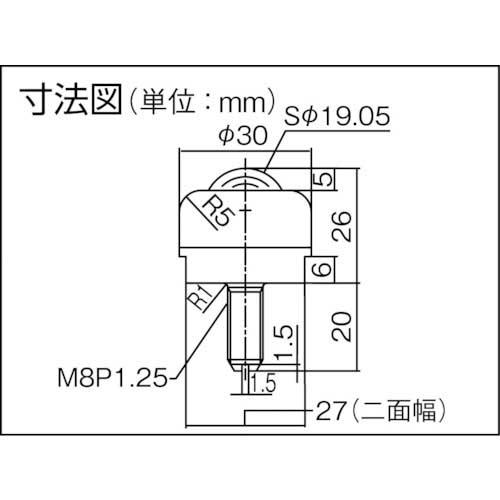プレインベア ボールキャスター 上下兼用 ボルトタイプ スチール製 PV50B 許容荷重110kg