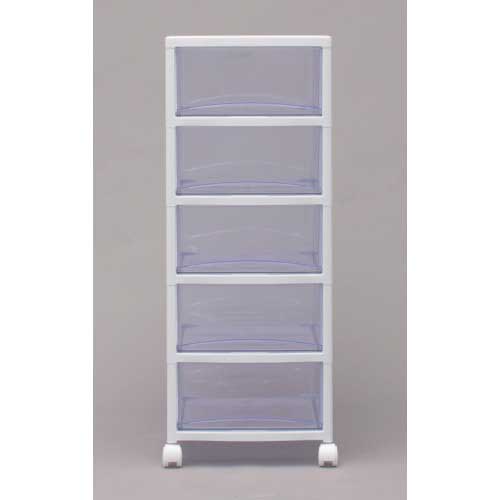 アイリスオーヤマ 221255 スーパークリアチェスト ホワイト/クリアブルー 5段タイプ SCE-050-BL