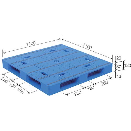 【廃番】サンコー プラスチックパレット 840119 LX-1111D4-5ブルー SK-LX-1111D4-5-BL