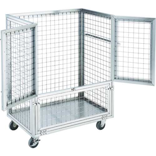 TRUSCO オールステンレス製運搬車 オールステンレス製網台車 900×600 全高1200 3ドアタイプ SUAD3-960