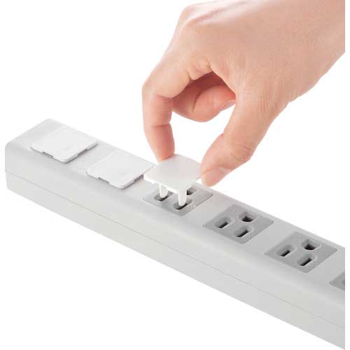 SANWA 電源タップ用コンセントキャップ ホワイト 3プラグ TAP-CAP3P5